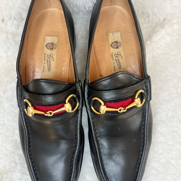 Vintage Gucci Men’s Black Leather Loafers